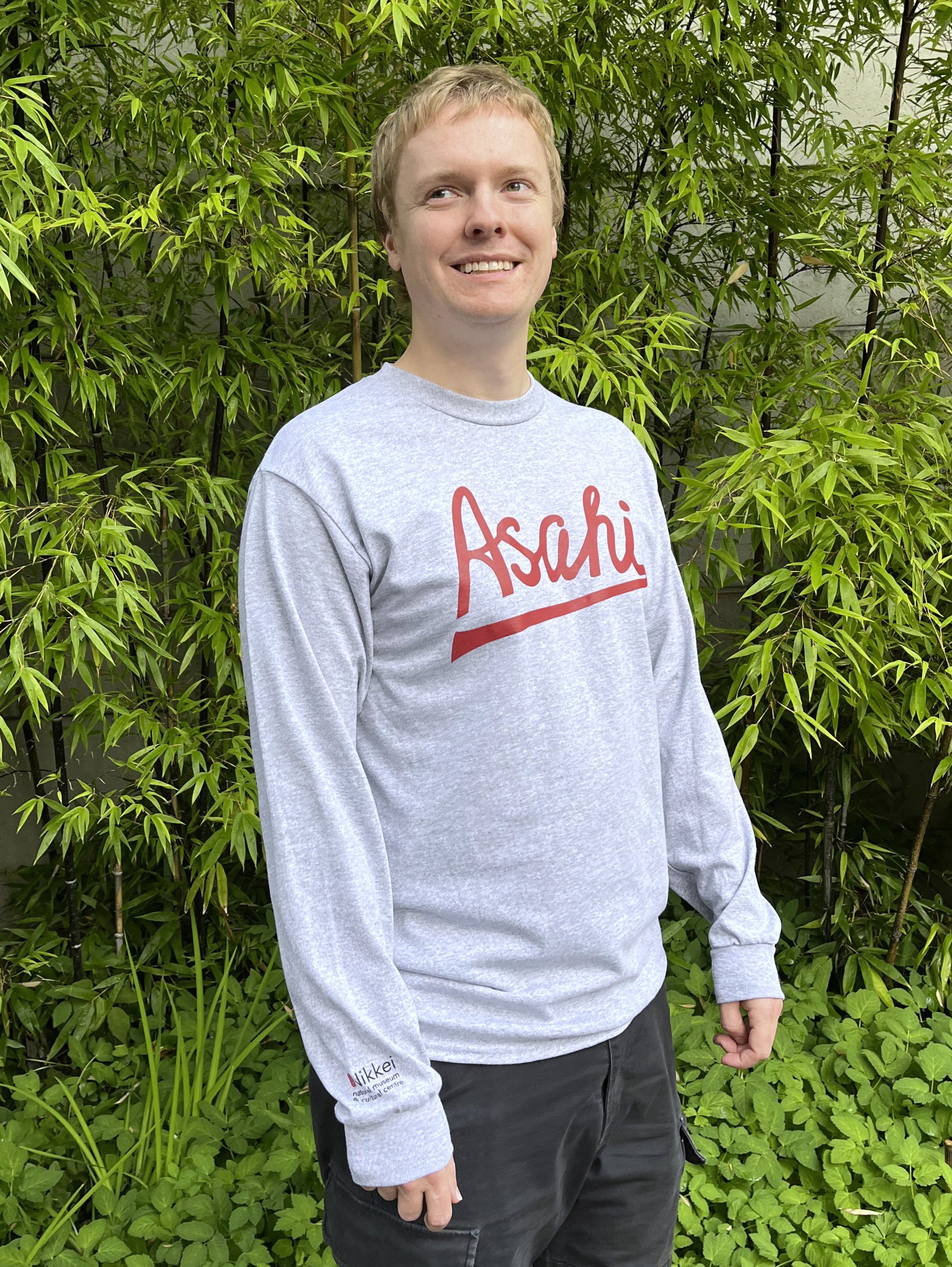 Asahi Long Sleeve - Grey with red logo– Nikkei National Museum Shop