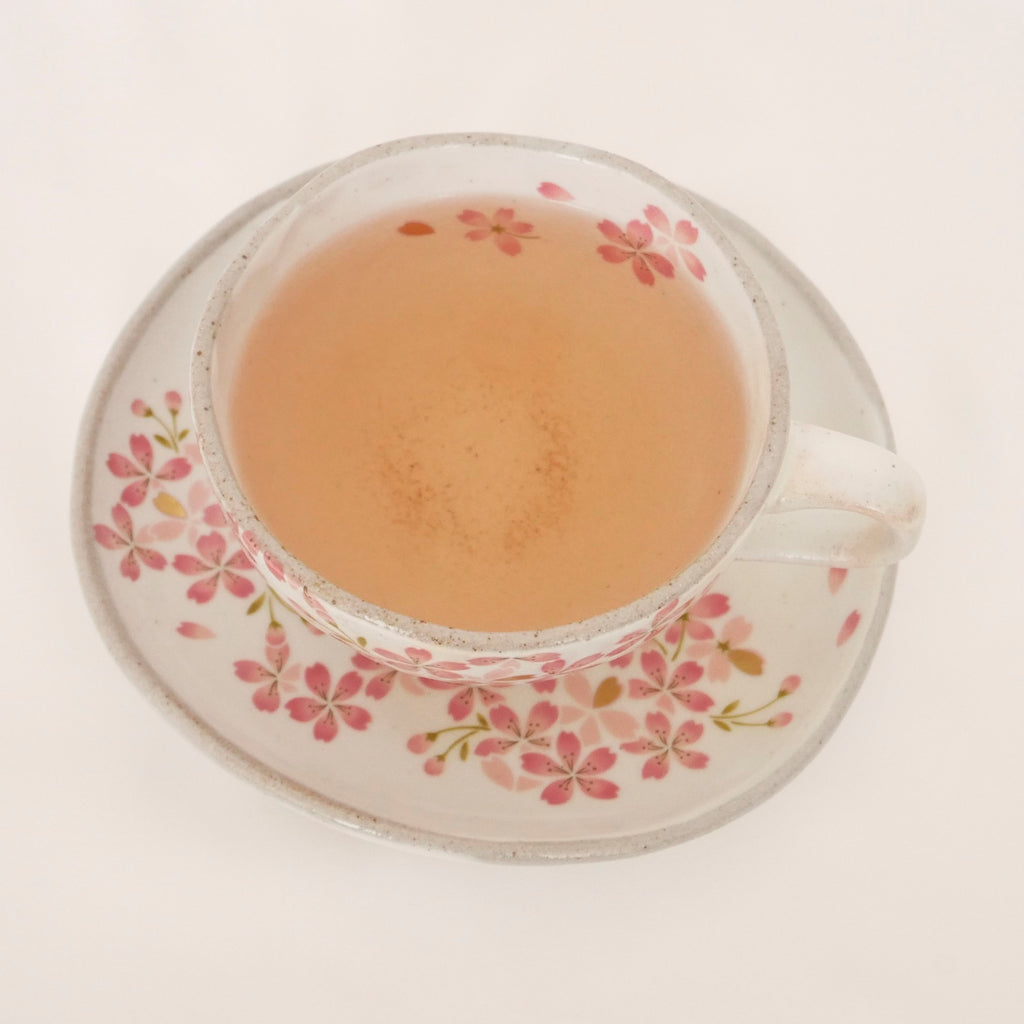 A cup of NIKKEI STRAWBERRY GREEN TEA